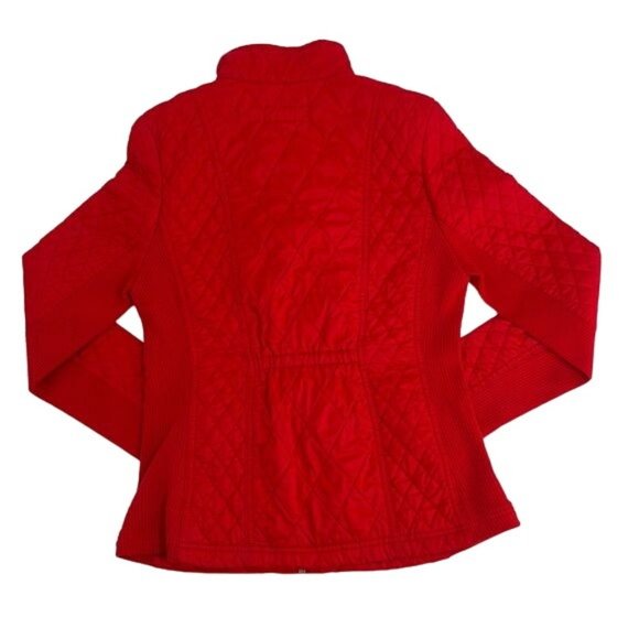 MERONA Women’s Jacket Small S Quilted Red Coat Full Zip Sweater Stretch - Picture 3 of 3